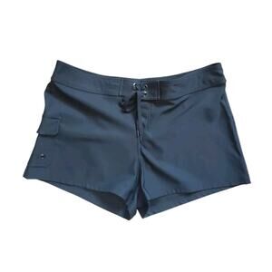 La Blanca Black Lace Up Board Shorts Summer Beach Fun in Sun, Women's Size Large